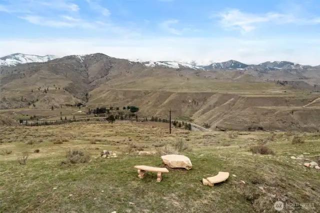 Enjoy the valley and mountain views from this seating area.