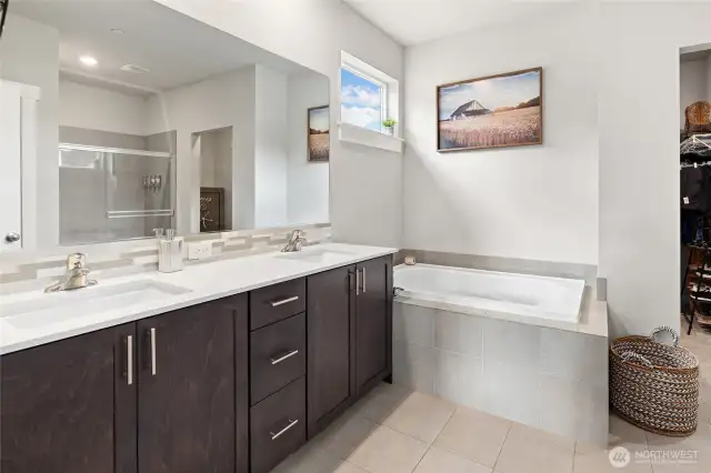 Double sinks in the primary bathroom.