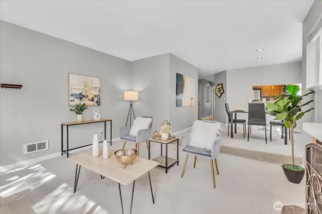 Living room to dining and kitchen