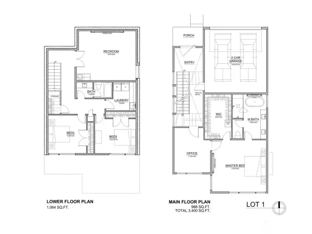 Lot 1 Floorplans. Please see sales team for optional upgrades.