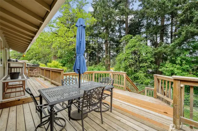Large deck runs full length of home.