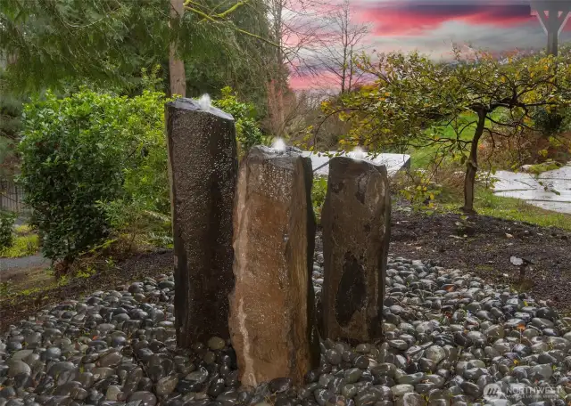 One of many water features on the property.