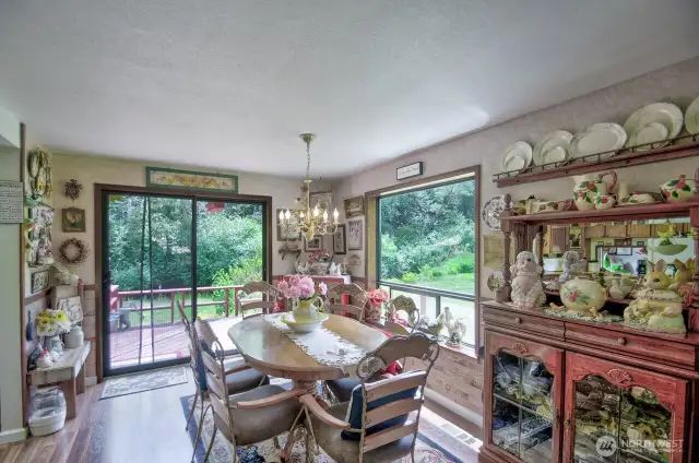 Eating space off kitchen that leads to your spacious back deck