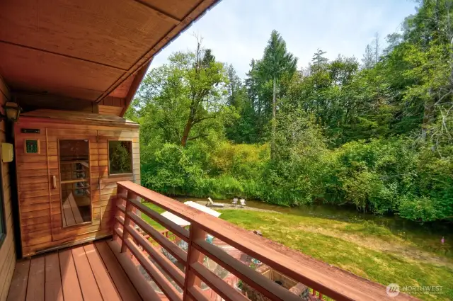 Private sauna off the primary bedroom balcony