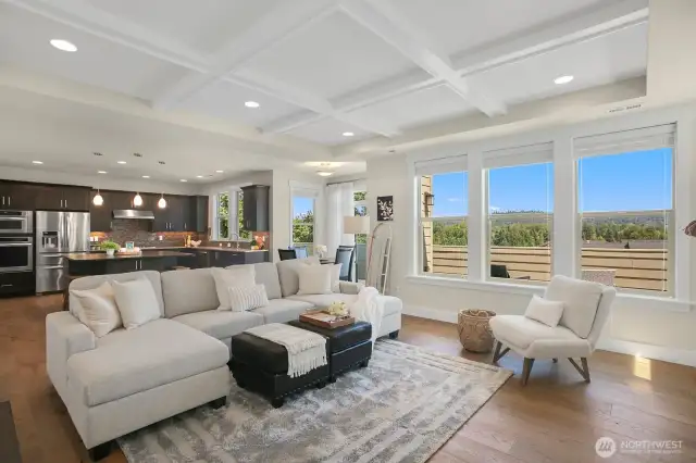 family room and kitchen