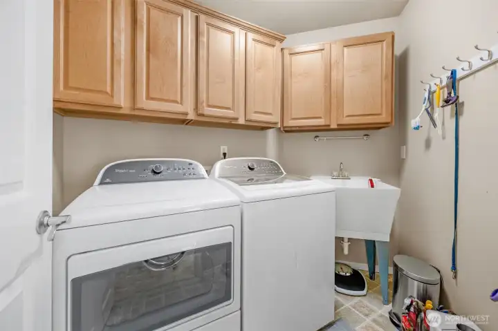 Laundry room with built-in shower stall if ever need to have shower on lower level