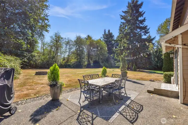 Back patio eating directly off of kitchen