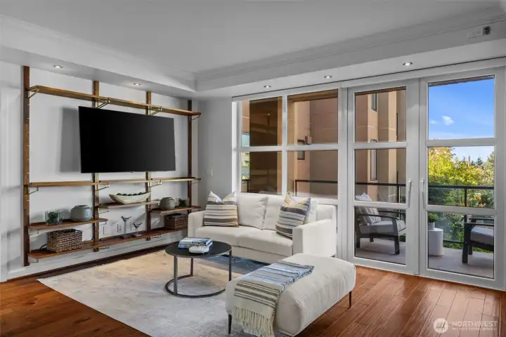 Enjoy seamless indoor-outdoor living with stunning views of the city skyline