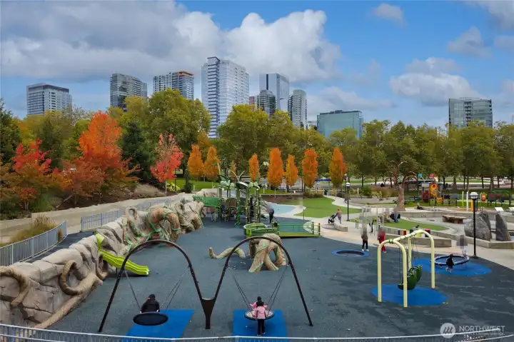 Enjoy the Bellevue Downtown Park.  The park consists of a circular ring with a large central greenspace that is surrounded by a moat and walking trails and hosts several events throughout the year including an ice skating rink during the winter holidays.