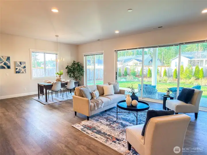 Telescopic glass doors in the great room.