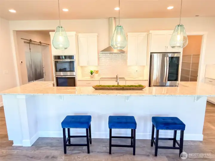 Granite countertops with island.