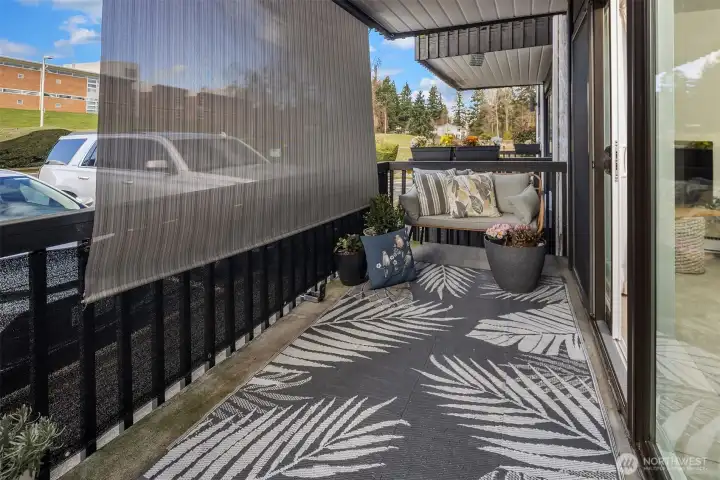 Pull-down awning can block the sun and the rain!