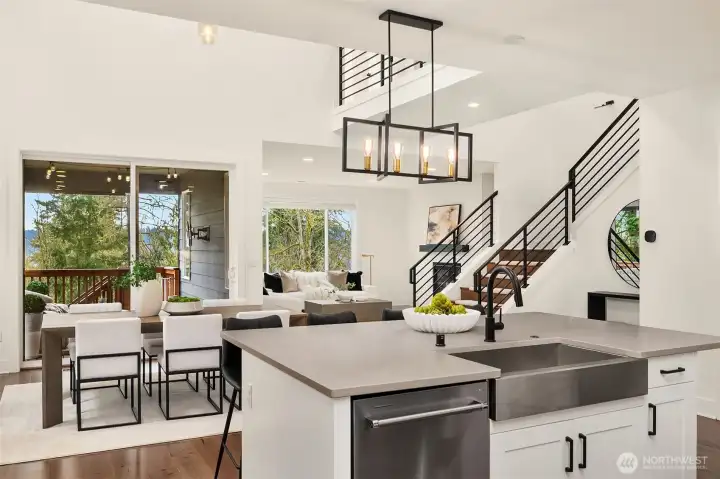 Dining, living area and balcony