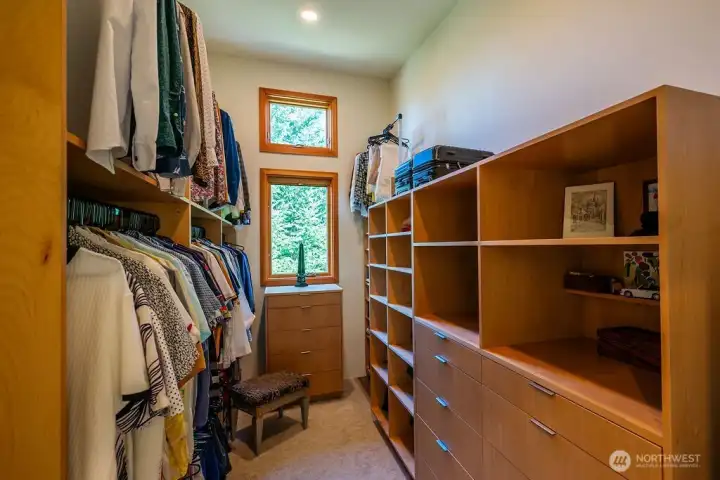 Enormous walk-in closet in the primary suite.