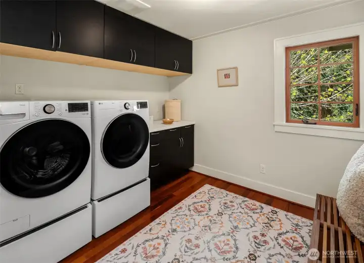 The spacious laundry room is on the 2nd floor, which resides with all of the bedrooms.