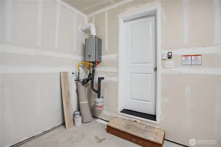 tankless water heater in the gaarge