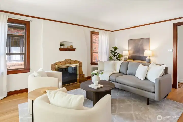 Coved ceilings and original wood accents Coved ceilings and original wood accents