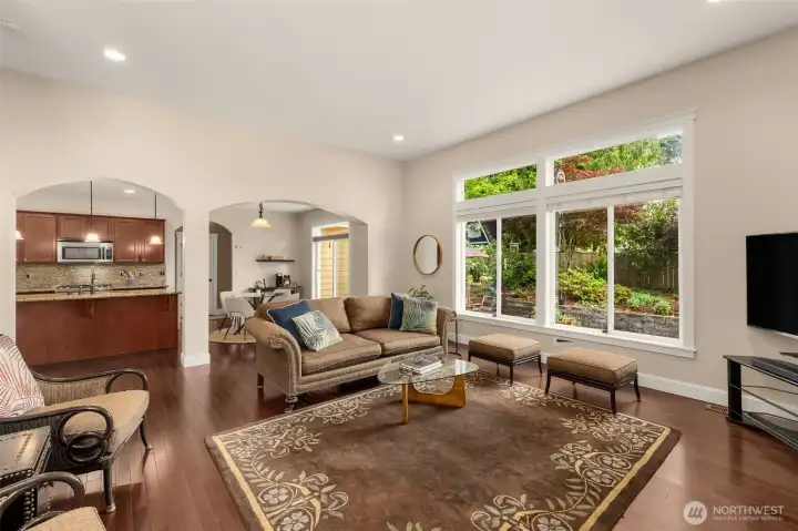 The living room flows into