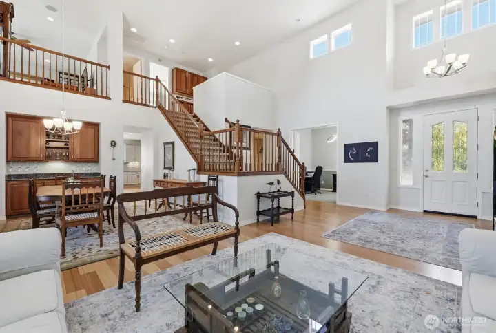 A look back at the front door and the beautiful staircase.