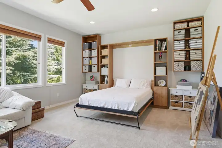 Built-in Murphy bed is great for when you have guests.