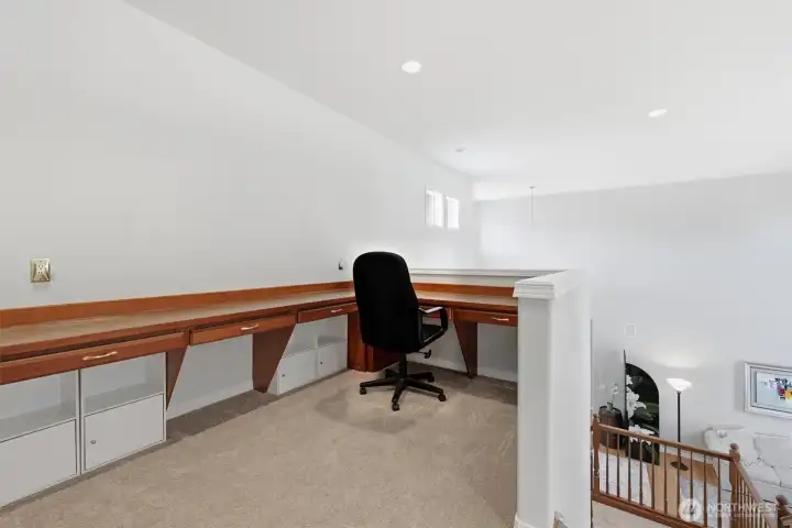 This loft office could be great as a hobby or craft space!