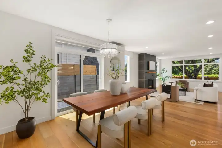 Dedicated dining area with easy flow to the living room, kitchen and outside deck/patio area. Dedicated dining area with easy flow to the living room, kitchen and outside deck/patio area.
