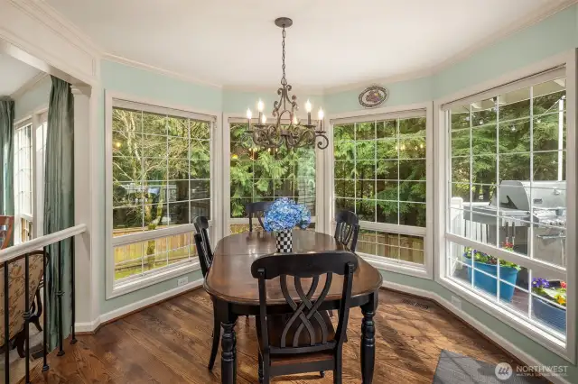 Nook surrounded by walls of windows