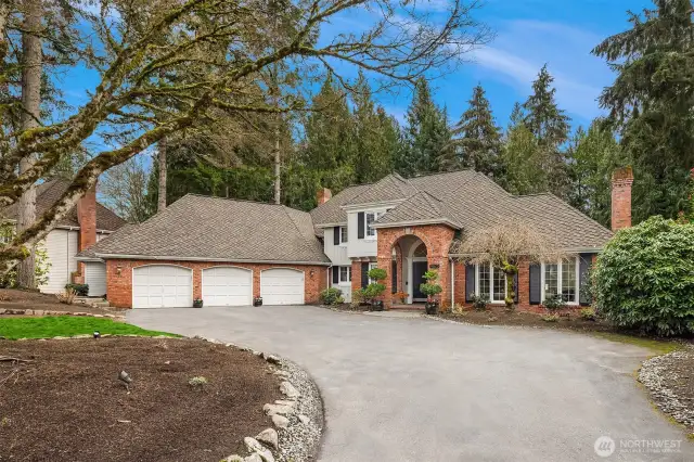 Oversized three car garage.