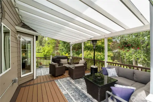 The outdoor living room you never knew you needed. From coffee to cocktails, this space flexes with your day.
