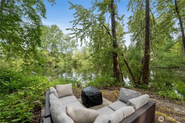 Settle into this private outdoor nook with a view that says, “you made it.”