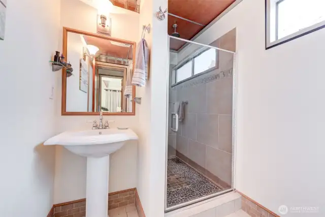 Main floor guest bath with walk in shower!