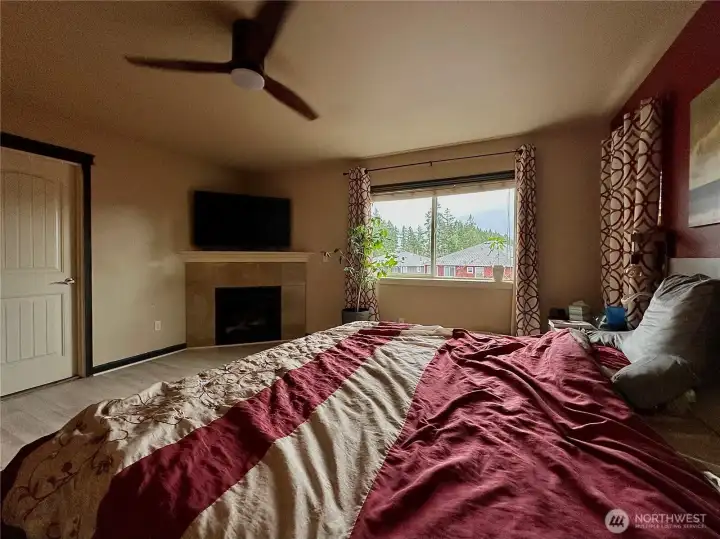 Primary bedroom with gas fireplace