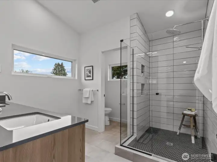 Amazing primary bath. Enjoy the heated flooring