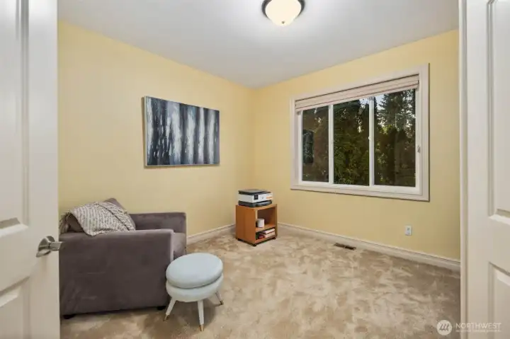 Versatile den with a built-in Murphy bed, perfect for guest