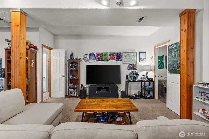 Extra large family room on lower level