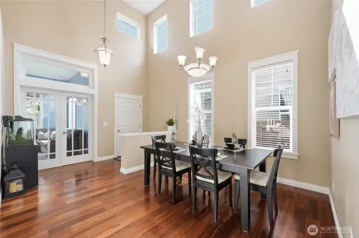 Enter the elegant, soaring entry and dining room