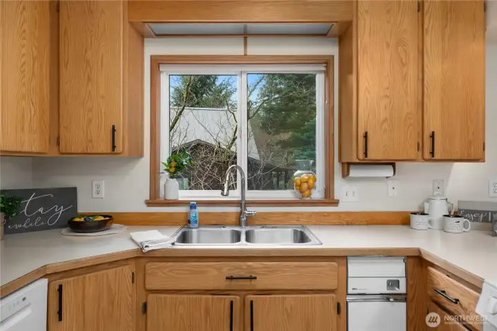 Kitchen sink window. Kitchen sink window.