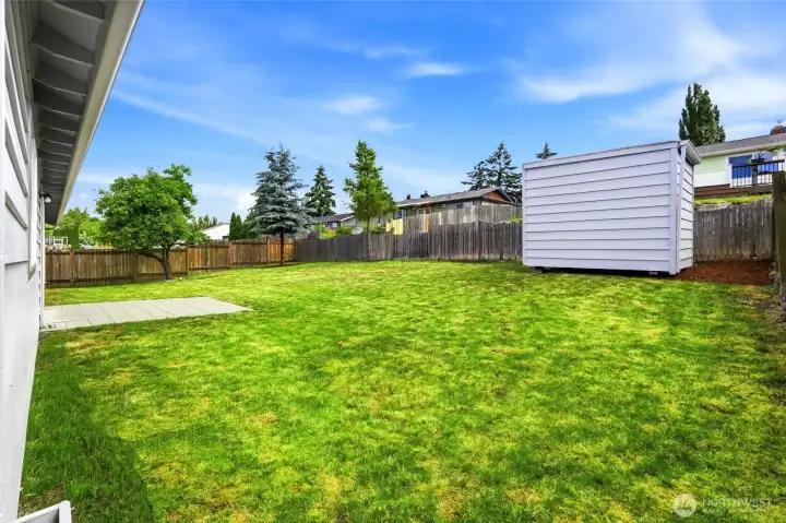 Fully fenced backyard ready for outdoor enjoyment. Fully fenced backyard ready for outdoor enjoyment.