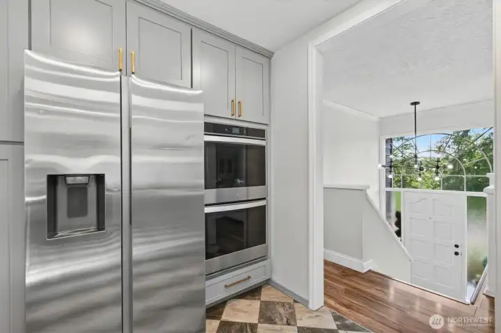 large fridge and double ovens