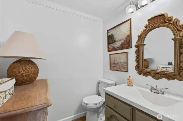 Lower level bathroom with shower.