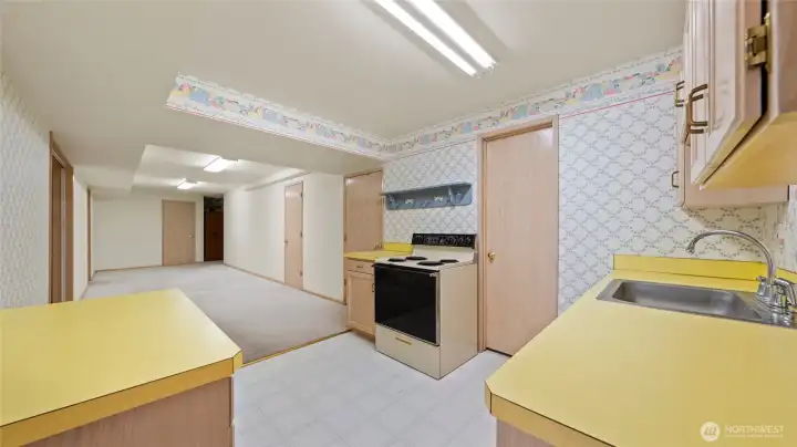 998 - Basement kitchen and living area