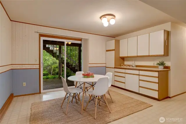 Lower Level eating space w/lots of cabinetry