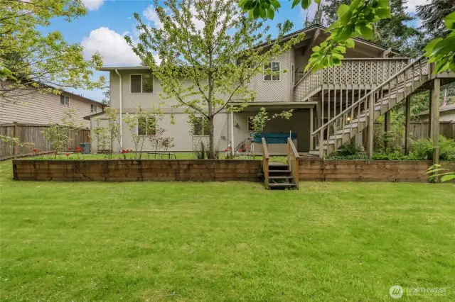 Looking back at home, w/garden space