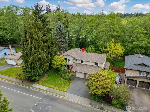 Aerial view of home, street view