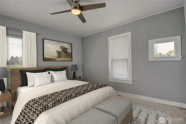 Virtually staged bedroom