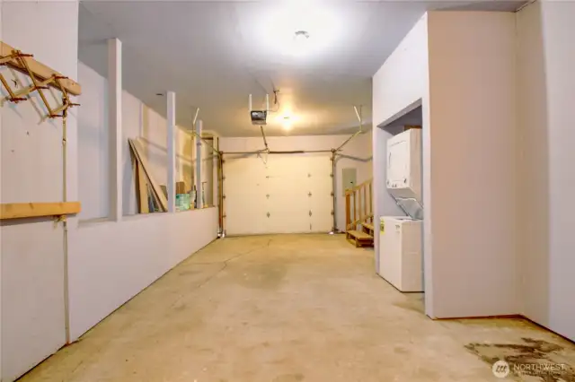 Inside of garage. It's very deep with lots of space.
