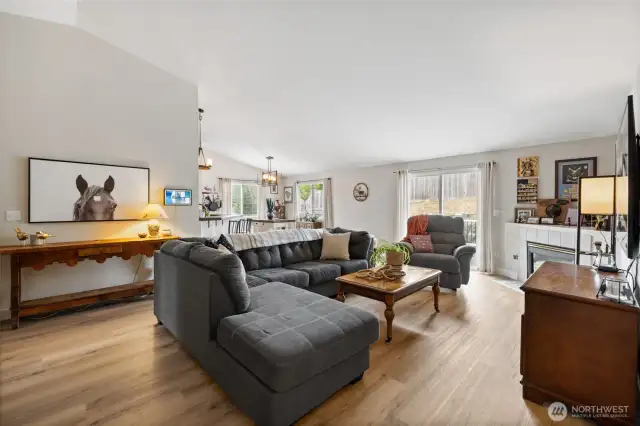Open concept main living with lots of natural light