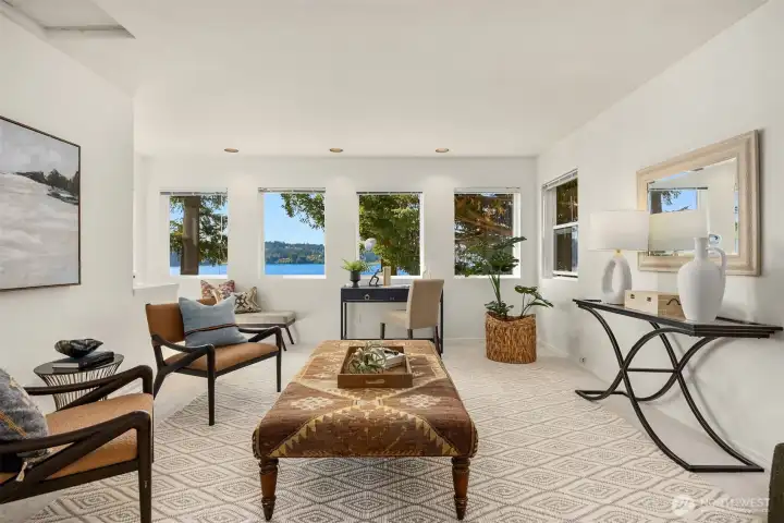 Upstairs from the primary bedroom sits a great private office with the same spectacular views. This could be another place for guests too!