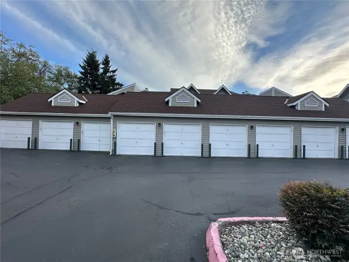 Garage building in front of unit