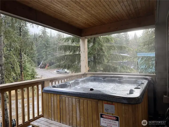 View from the hot tub on the deck.